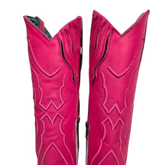 Corral Western Boots Pink Fuchsia Snip Cowboy Cowgirl Tall Leather Embroidery 8 - Picture 12 of 16